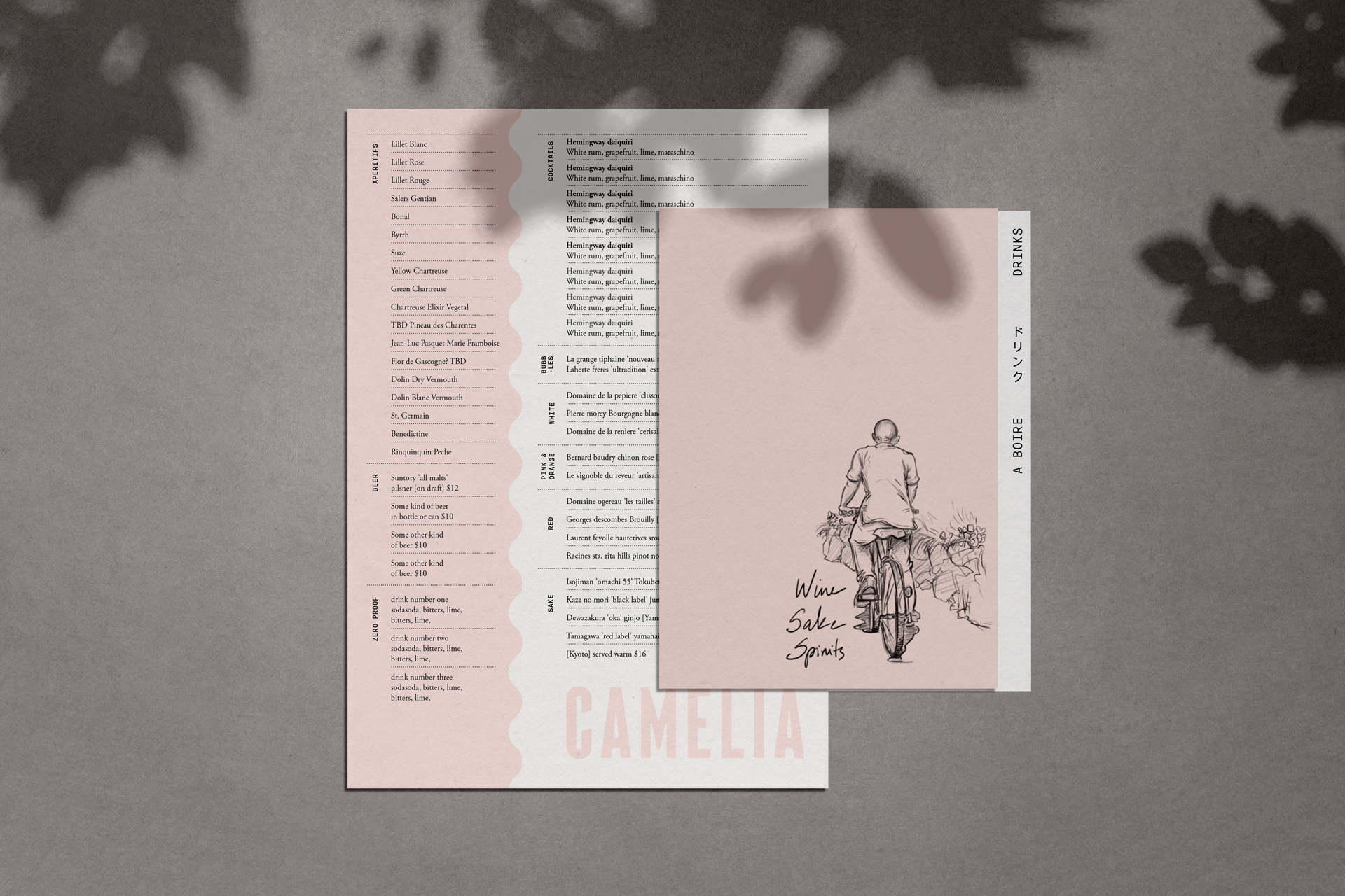 Camelia menu design